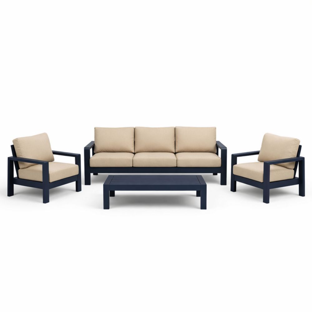 Outdoor Aluminum Furniture Set with Beige Cushions