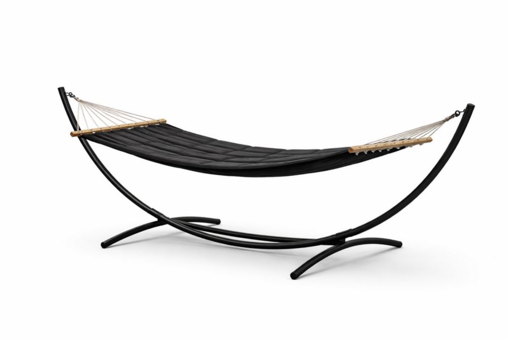 Black Steel Frame Hammock with Quilted Fabric