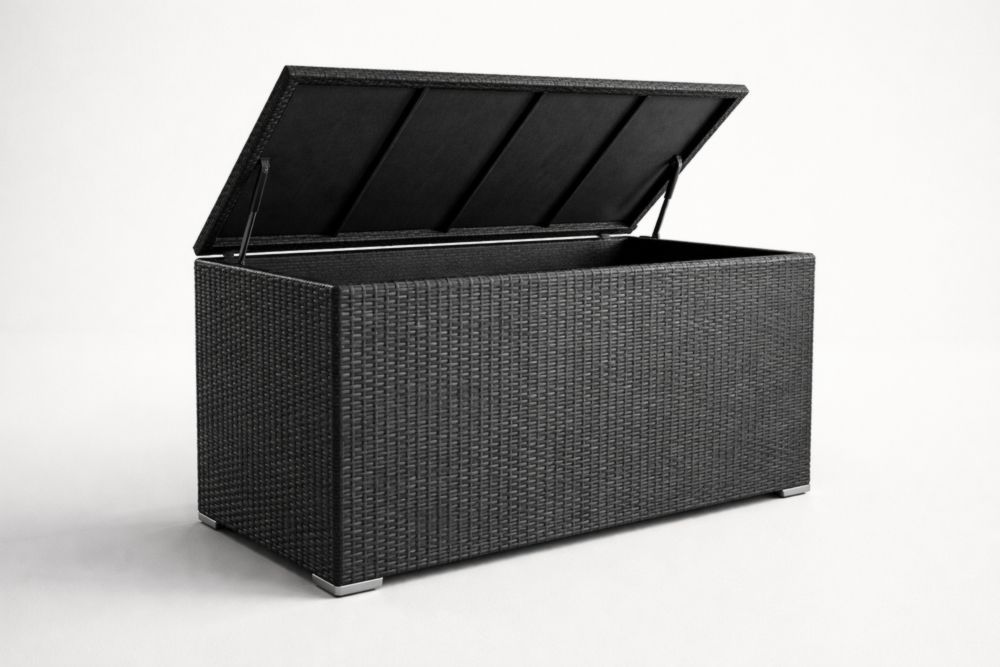 Outdoor Storage Box Woven Resin Rattan Black 120x50x60cm