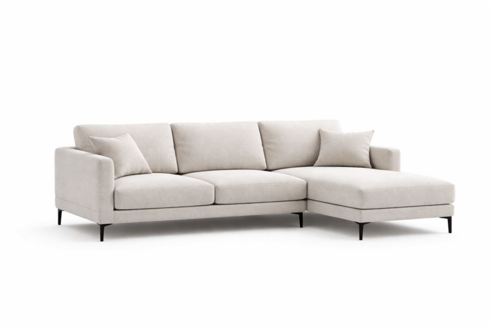 Beige Sectional Sofa with Right Chaise Linen