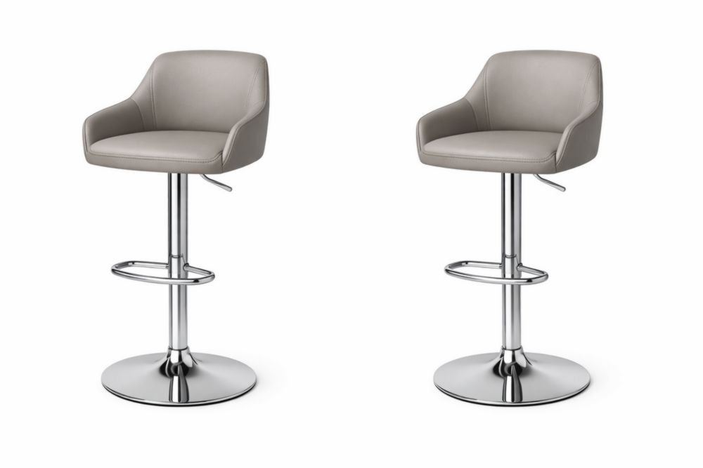 Adjustable Swivel Bar Stool Set with PU Leather and Chrome Base