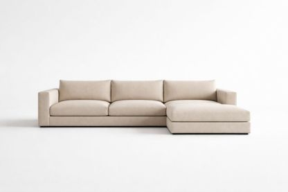 Beige Fabric Sectional Sofa with Chaise 300cm Length