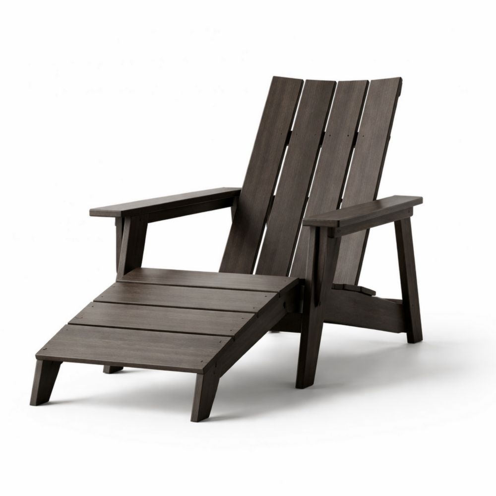 Outdoor Adirondack Chair with Pull-Out Footrest in Acacia Wood 80x71x90 cm