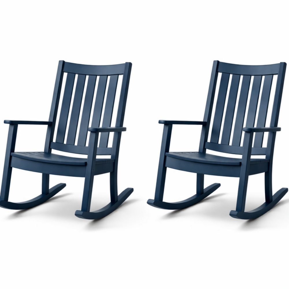 Set of 2 Blue Polyethylene Rocking Chairs