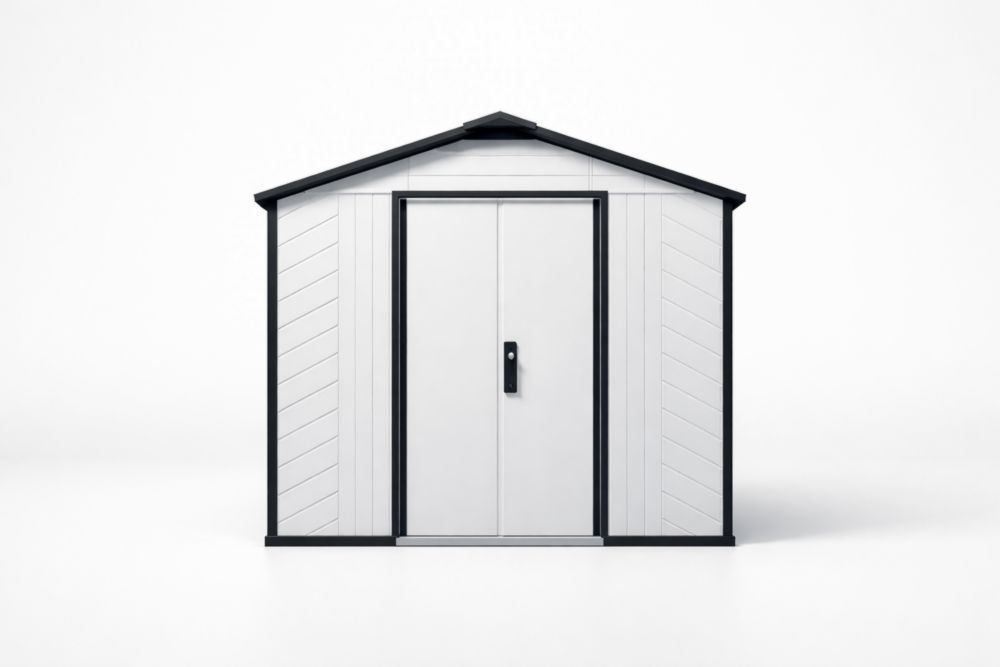 Outdoor Storage Shed Double Door White Resin 257cm x 312cm x 230cm