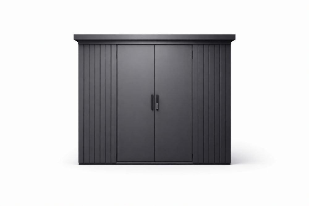 Black Galvanized Steel Double Door Garden Shed 2m x 1.5m x 2m