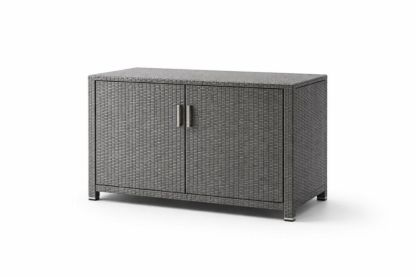 Grey Wicker Storage Cabinet with Double Doors