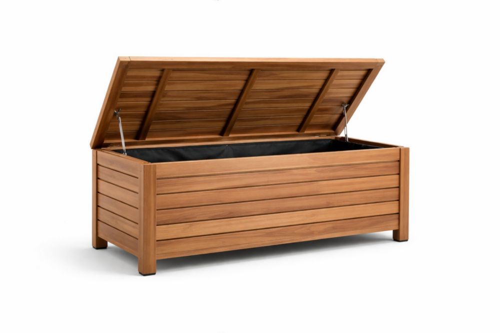Solid teak wood Outdoor Storage Chest with Hinged Lid 120cm x 50cm x 60cm