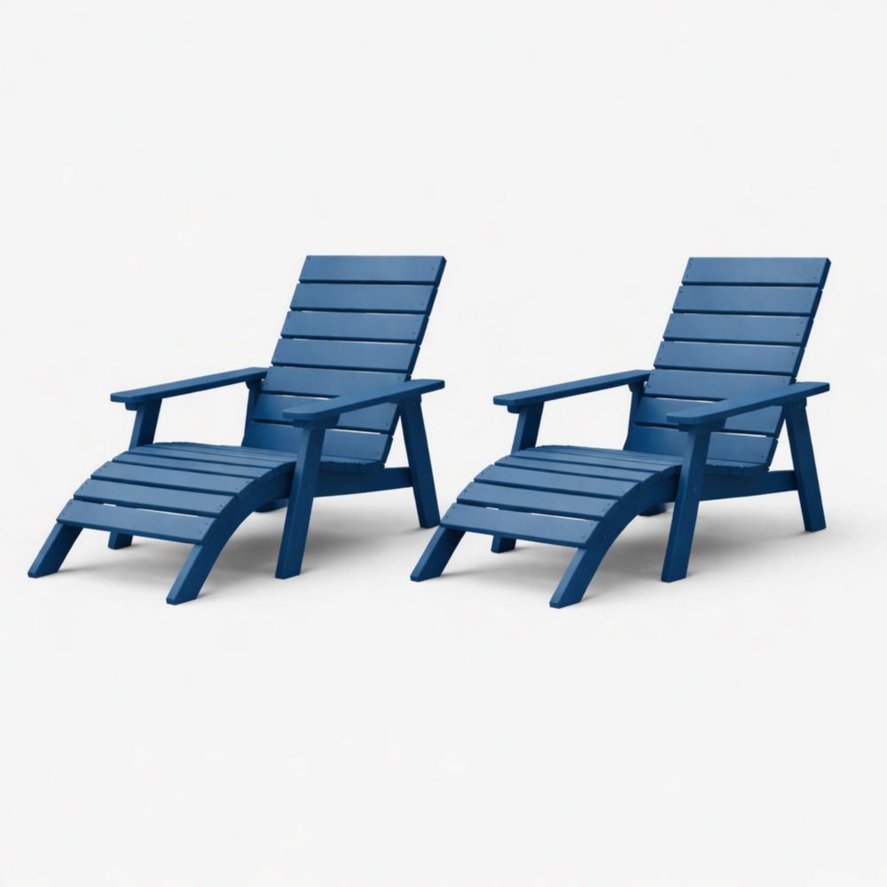2-piece outdoor lounge chair set made of polypropylene, blue