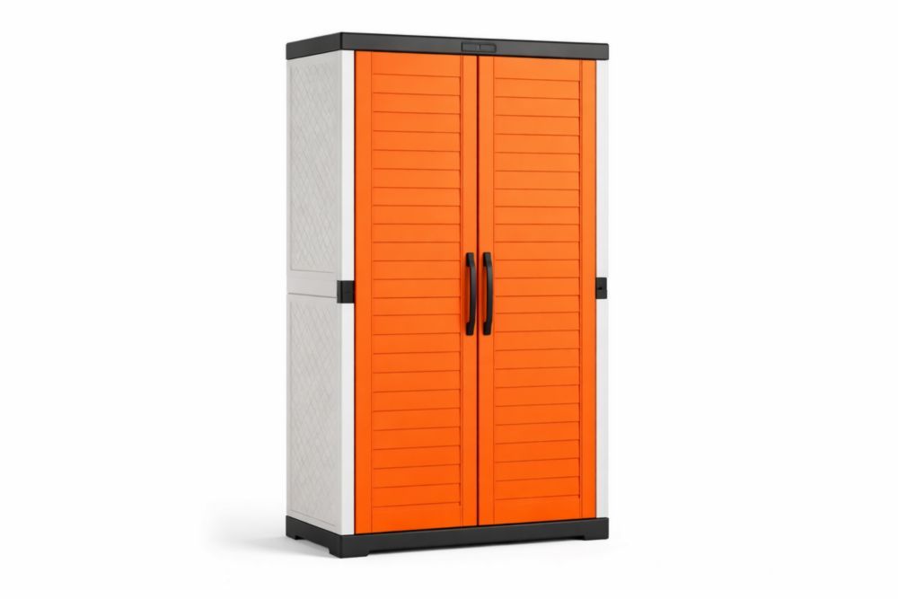 Outdoor Storage Cabinet with Doors Orange Polypropylene 70x39x170 cm(W × D × H)