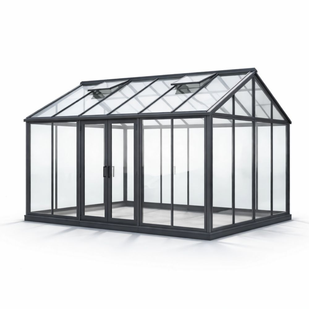 Rectangular Aluminum Frame Greenhouse Black 300x200x250cm