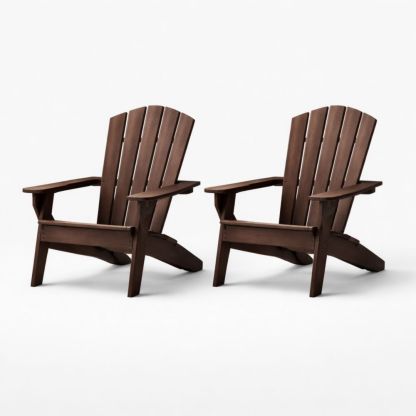 2-piece outdoor Adirondack chair set, wood, rustic brown