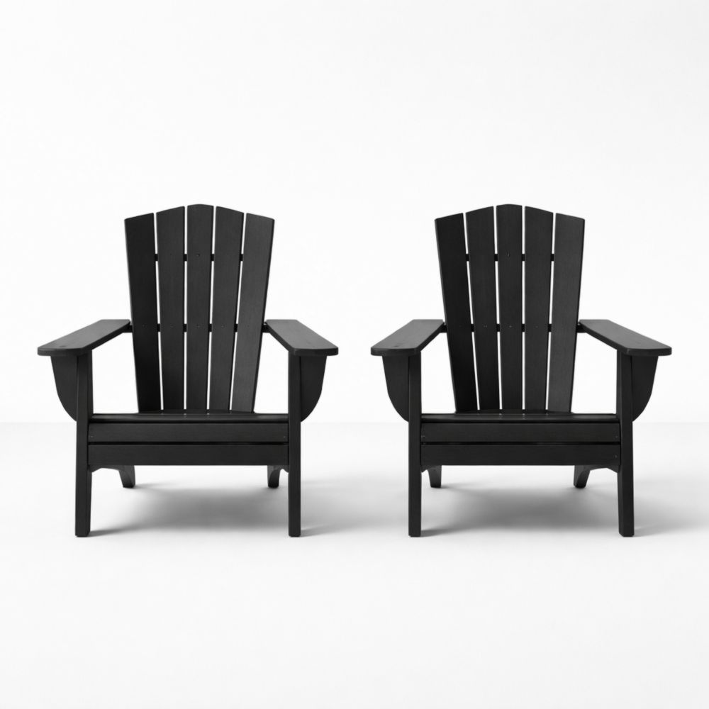 Set of 2 Black Polystyrene Adirondack Chairs