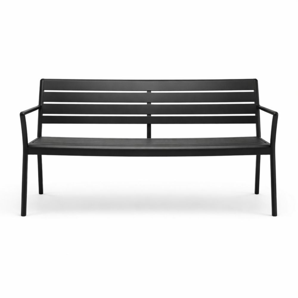 Outdoor Metal Bench Black 150cm