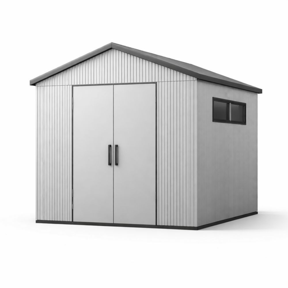 Galvanized Steel Outdoor Storage Shed with Window and Double Doors