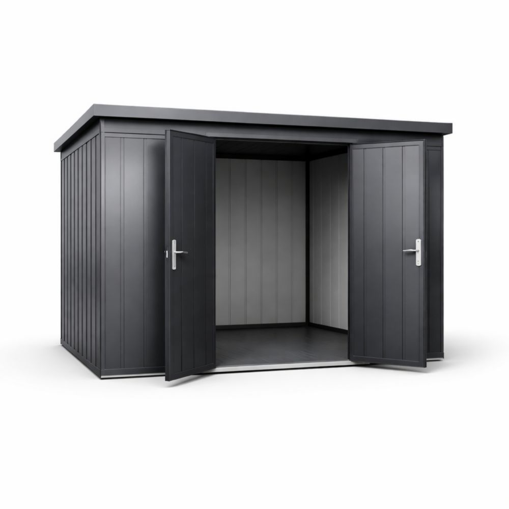 Metal Outdoor Garden Storage Shed Double Doors Anthracite