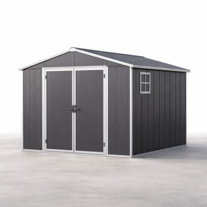 Outdoor Galvanized Steel Storage Shed Grey Double Door 10x8 ft