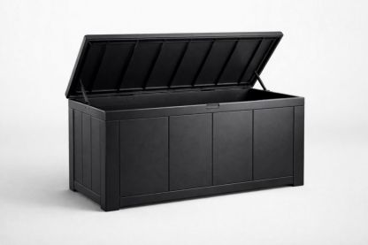 Black Outdoor Storage Box with Lid - 117cm x 45cm x 57cm Polypropylene