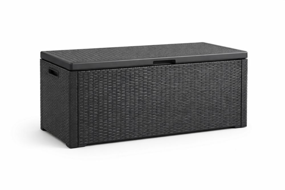 Outdoor Storage Box Rectangular Black Wicker Resin 117x45x57 cm