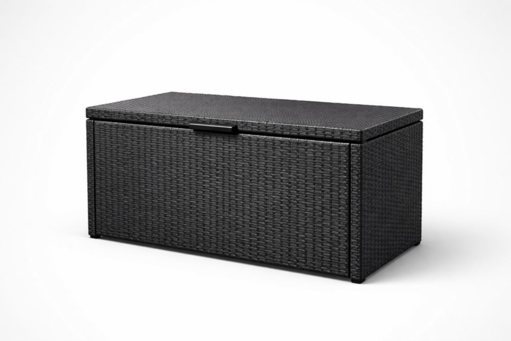 Woven Resin Outdoor Waterproof Storage Box Black 120x50x60 cm