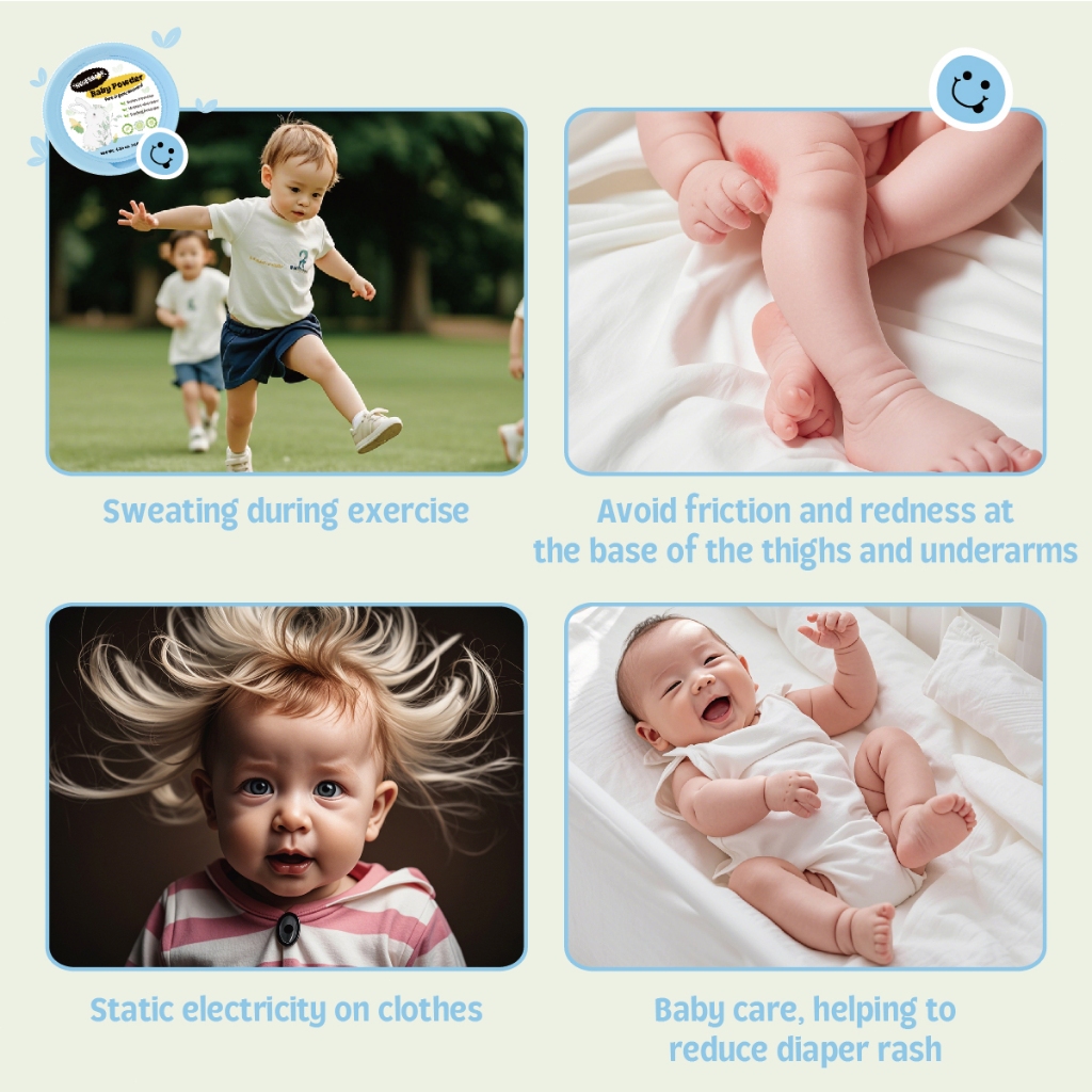 Hegerbaby Baby Powder - Pure Organic Plant Drying Refreshing Relieves Prickly Heat Cares Skin 140g