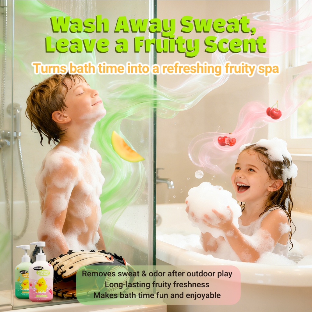 Hegerbaby JuicyCuddle Baby Wash Cherry + Melon - Deep Cleansing,Long-Lasting Fragrance Body Wash