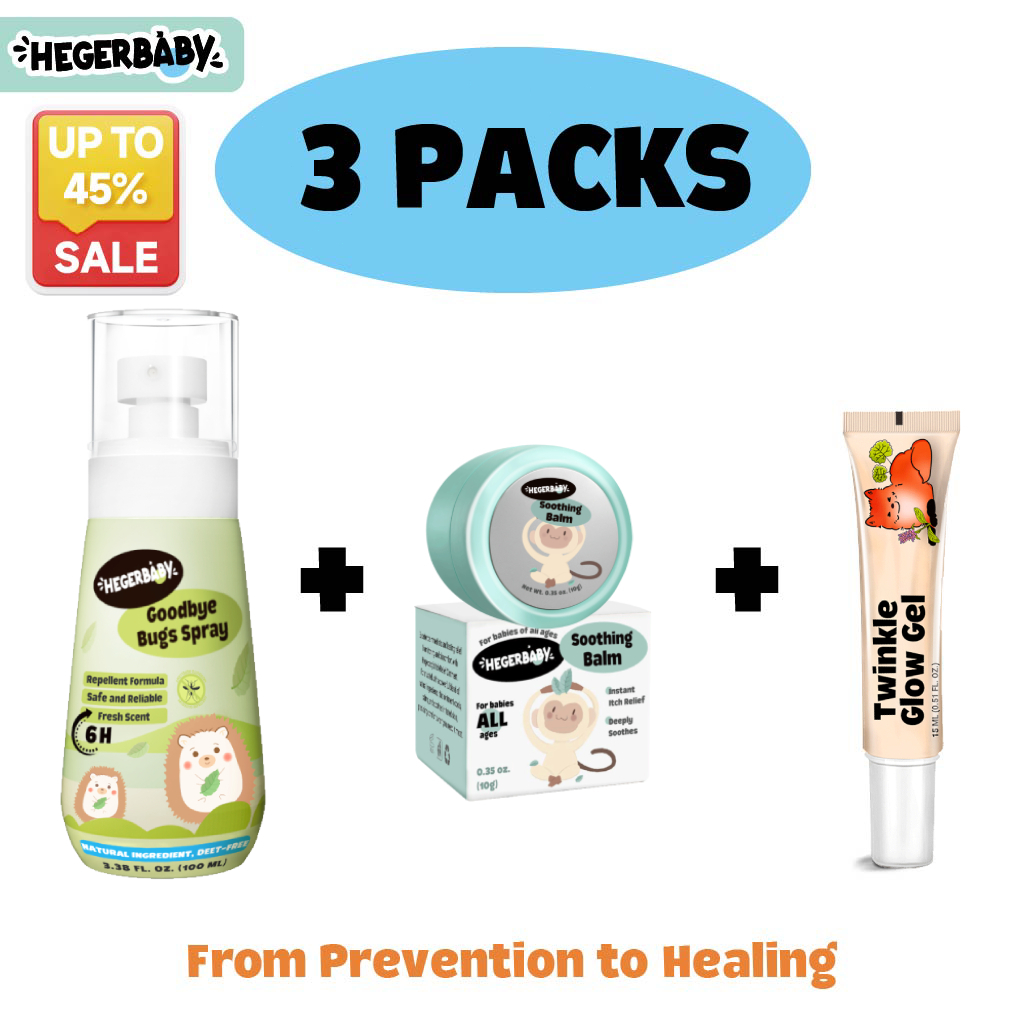 Hegerbaby Bugs Spray + Soothing Balm + Scar Gel | Mosquito Repellent, Itching Relief & Scar Care