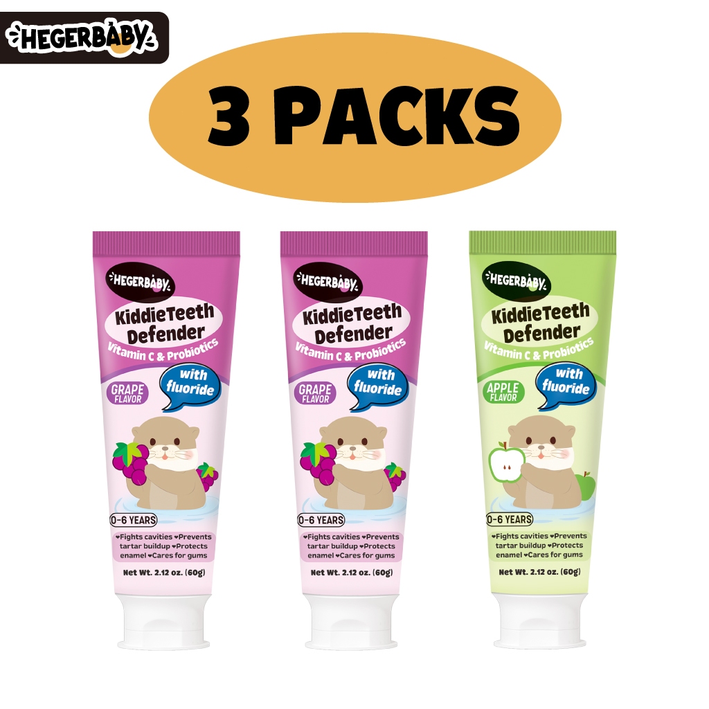 Hegerbaby Kiddieteeth Defender Toothpaste - Orange / Grape / Green Apple Flavor – 60g