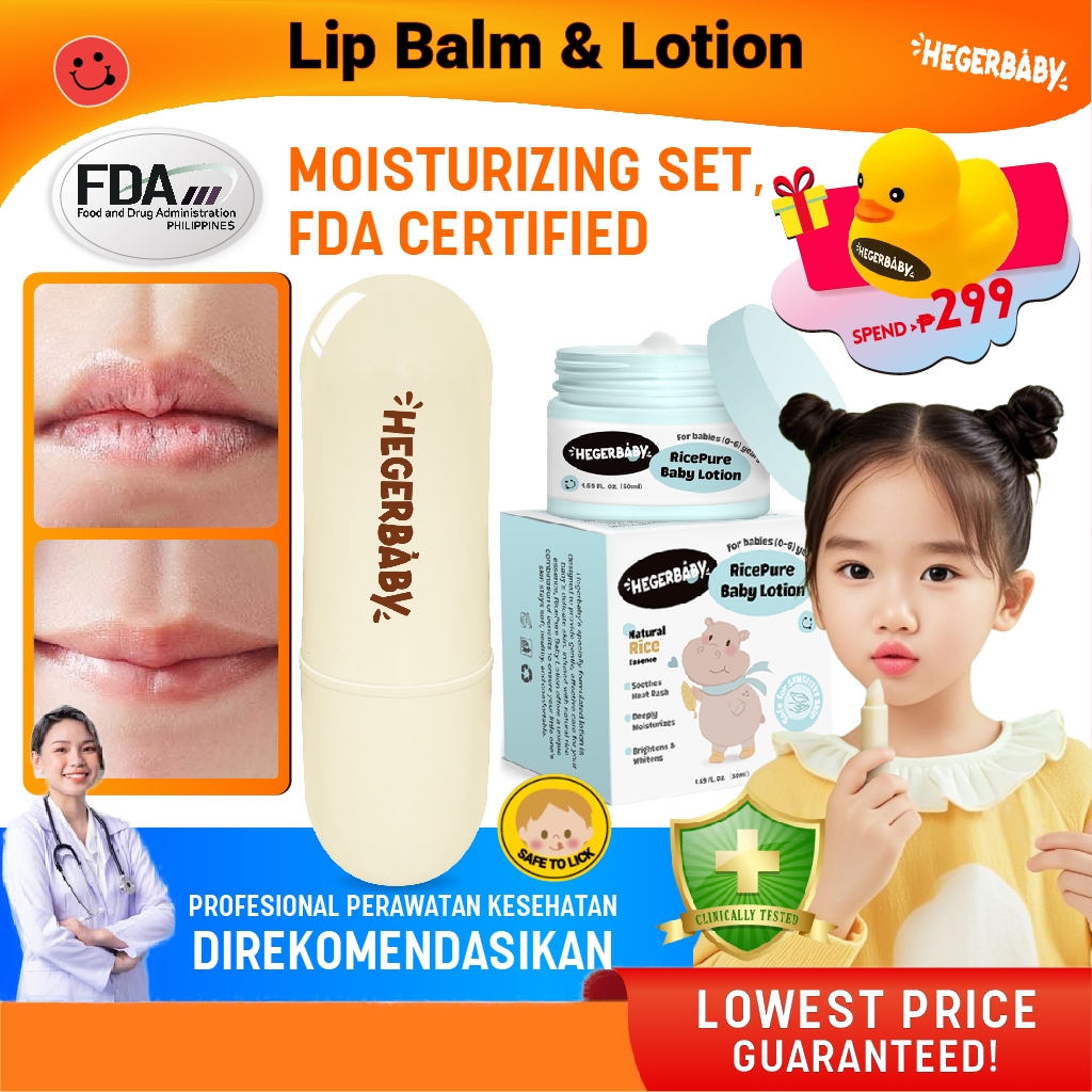 Hegerbaby Vaseline Lip Face Balm & Baby Lotion Set Moisturizing Soothing Gentle Skincare For Babies