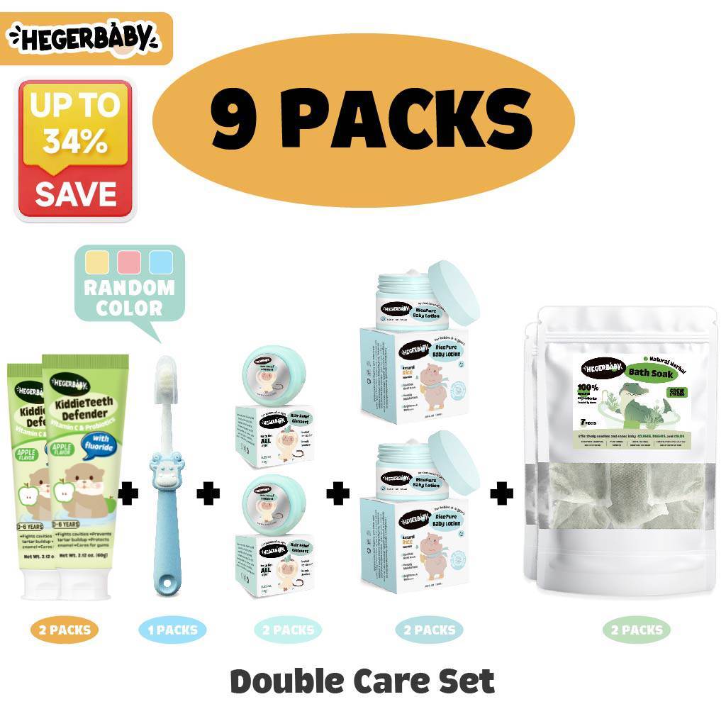 Hegerbaby Toothpaste + Bath Soak + Soothing Balm + Baby Lotion - Essential Care Package