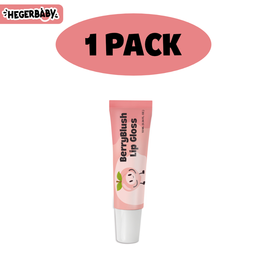 Hegerbaby BerryBlush Lip Gloss - Strawberry Peach Flavor Makeup Lipstick Gentle for Kids Girl Safe