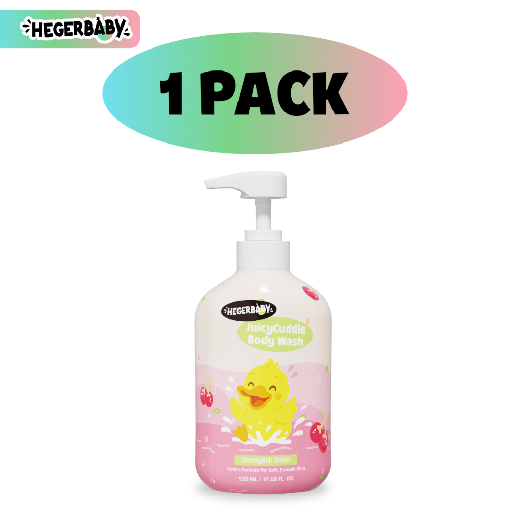 Hegerbaby Body Wash (Cherry & Melon) + Baby Lotion - Soothe Prickly Heat Gently Cleanses Cares Kids