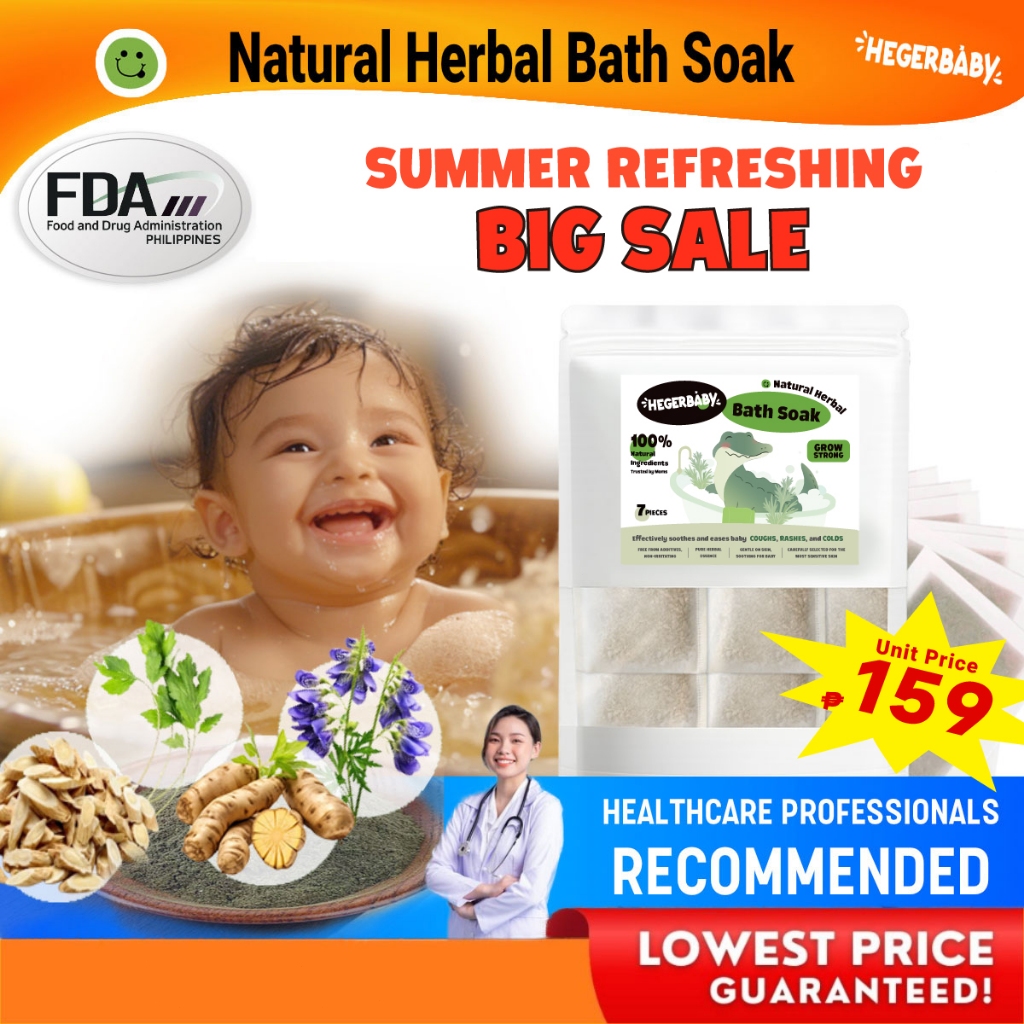 Hegerbaby Baby Bath Soak - 100% Natural Herbal Gentle Soothing Formula for Kids Wash Boost Immunity