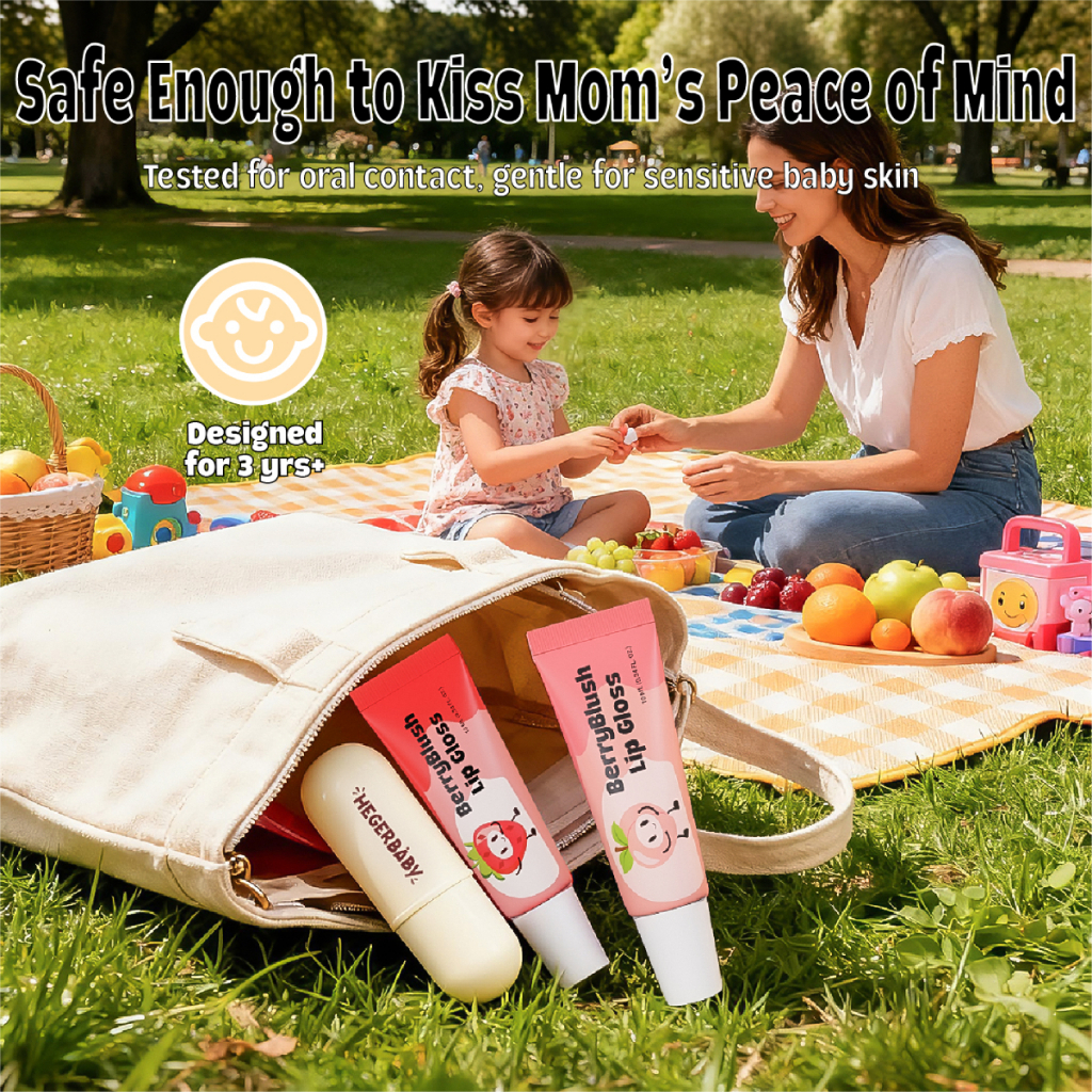 Hegerbaby Lip Face Balm & Lip Gloss Moisturizing Nourishing Non Sticky Gentle Safe for Kids