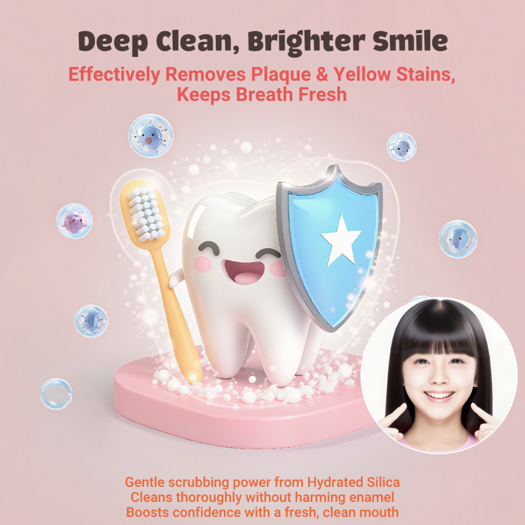 Hegerbaby JuniorTeeth Defender Toothpaste – Fluoride Vitamin C Anti-Yellow For Kids 6-12 Bubble Gum