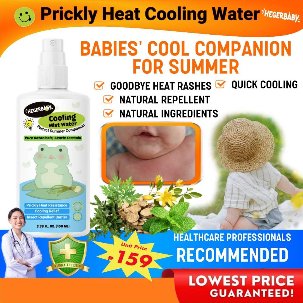 Hegerbaby Cooling Mist Water - Natural Formula Soothes Prickly Heat Effectively Repels Mosquitoes