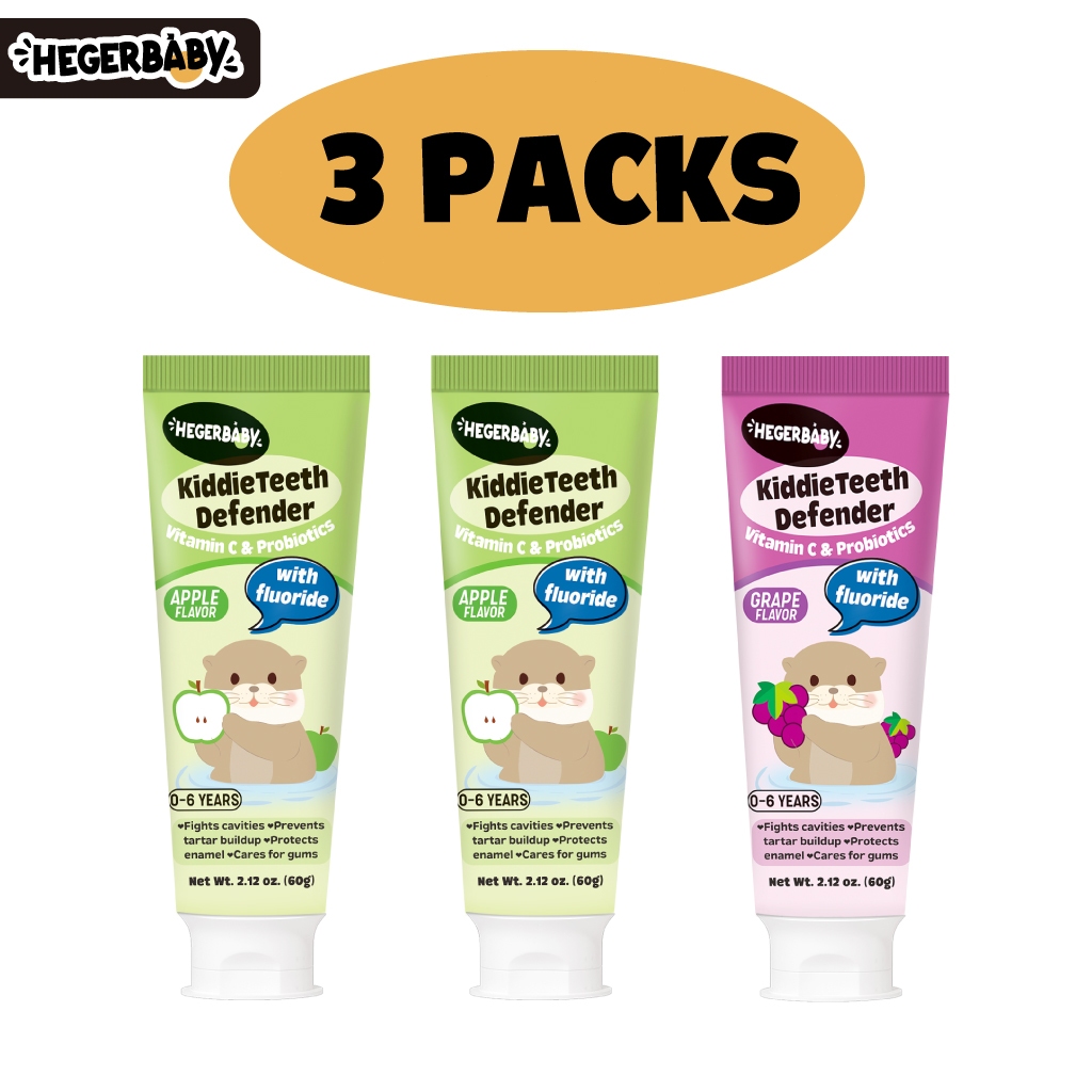 Hegerbaby Kiddieteeth Defender Toothpaste - Orange / Grape / Green Apple Flavor – 60g
