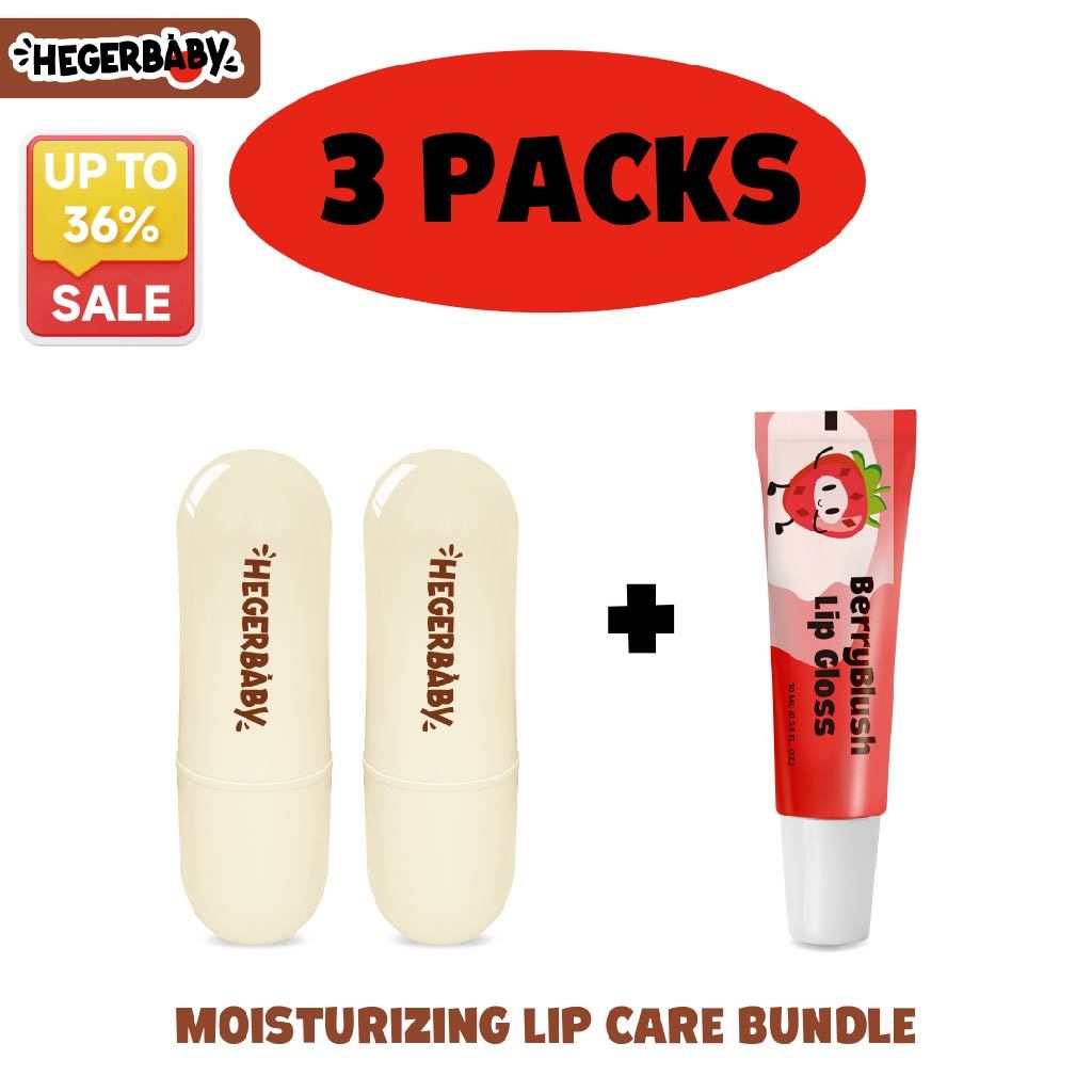 Hegerbaby Lip Face Balm & Lip Gloss Moisturizing Nourishing Non Sticky Gentle Safe for Kids