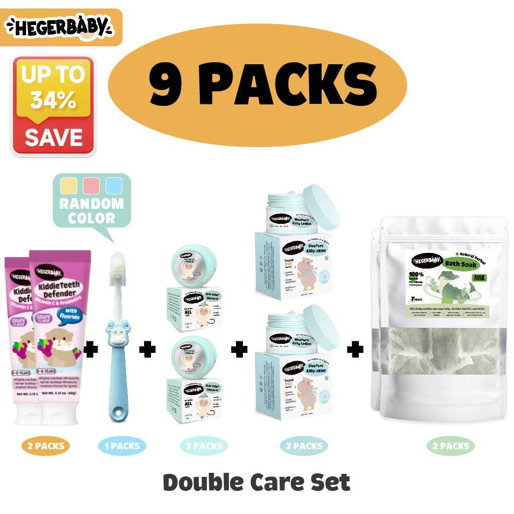 Hegerbaby Toothpaste + Bath Soak + Soothing Balm + Baby Lotion - Essential Care Package