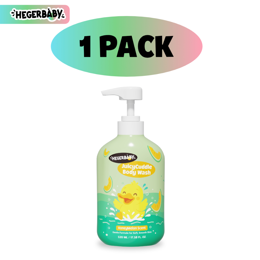 Hegerbaby Body Wash (Cherry & Melon) + Baby Lotion - Soothe Prickly Heat Gently Cleanses Cares Kids