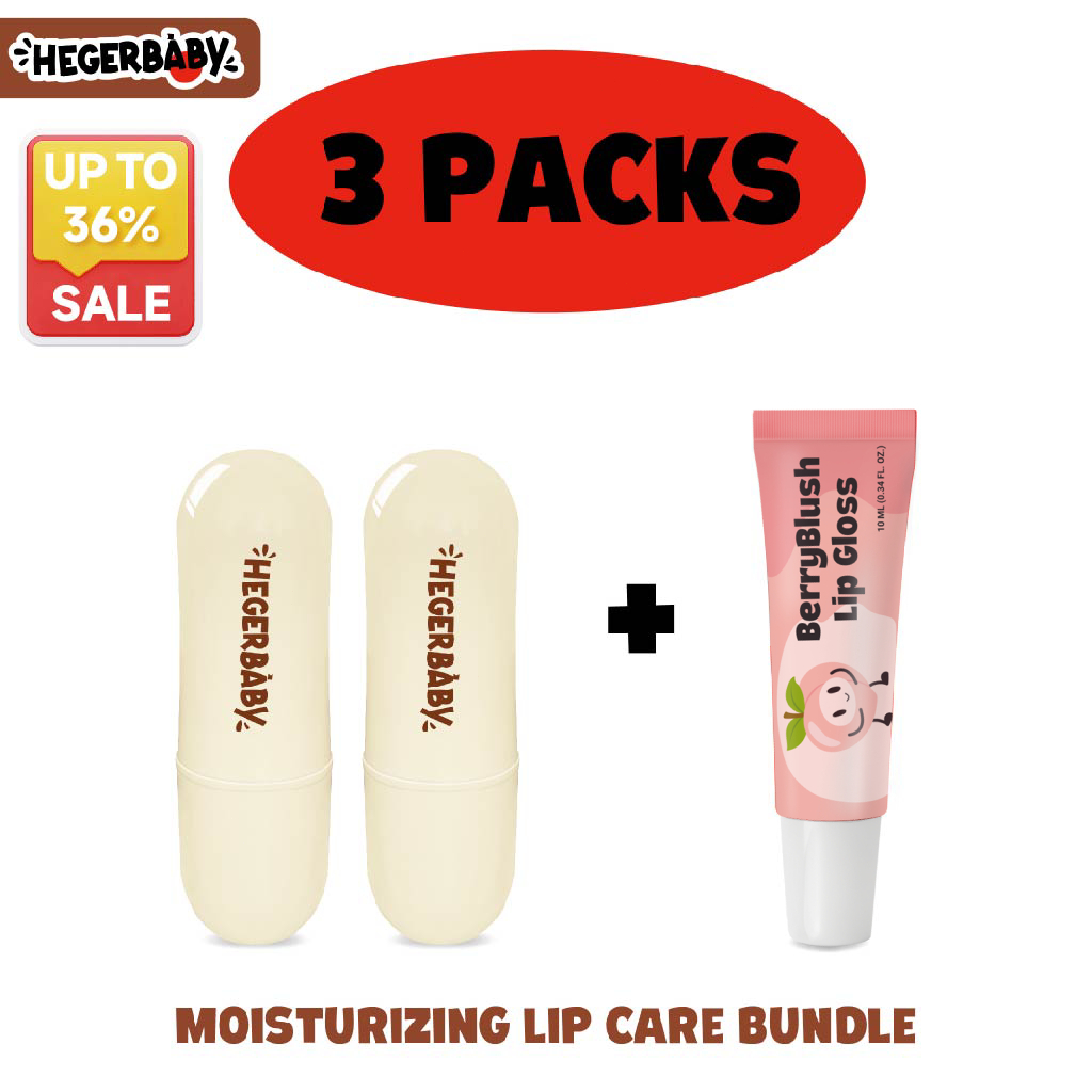 Hegerbaby Lip Face Balm & Lip Gloss Moisturizing Nourishing Non Sticky Gentle Safe for Kids