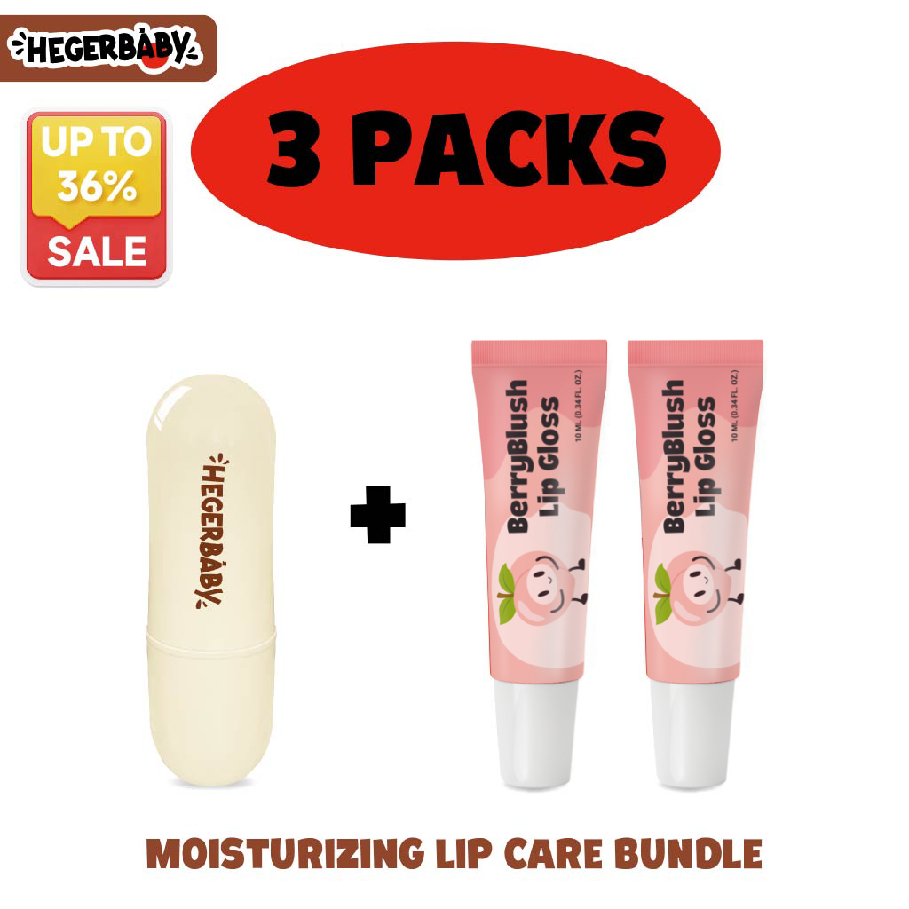 Hegerbaby Lip Face Balm & Lip Gloss Moisturizing Nourishing Non Sticky Gentle Safe for Kids