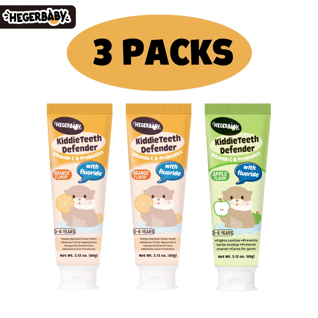 Hegerbaby Kiddieteeth Defender Toothpaste - Orange / Grape / Green Apple Flavor – 60g