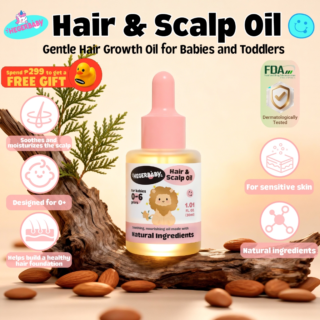 Hegerbaby Hair And Scalp Oil - Baby Oil Removes Cradle Cap Moisturizes Scalp Healthy Hair Growth