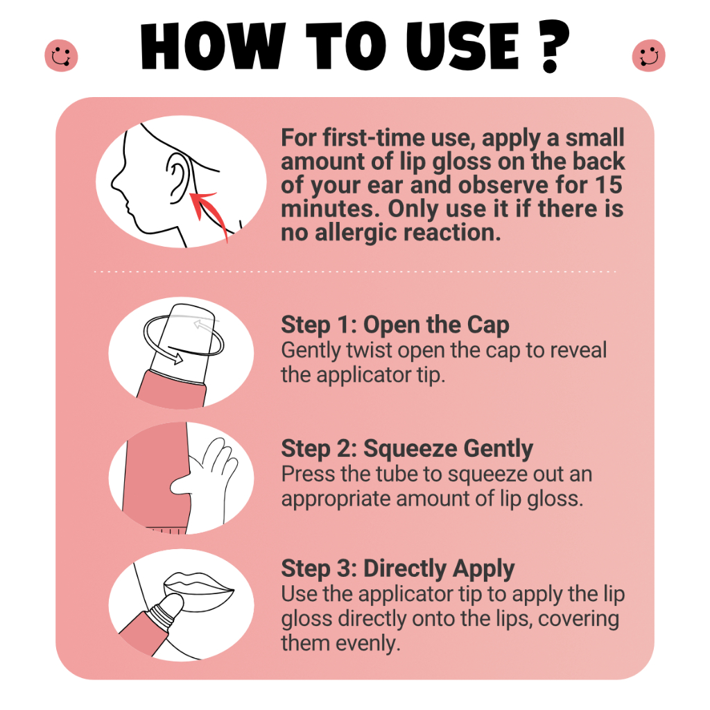 Hegerbaby BerryBlush Lip Gloss - Strawberry Peach Flavor Makeup Lipstick Gentle for Kids Girl Safe