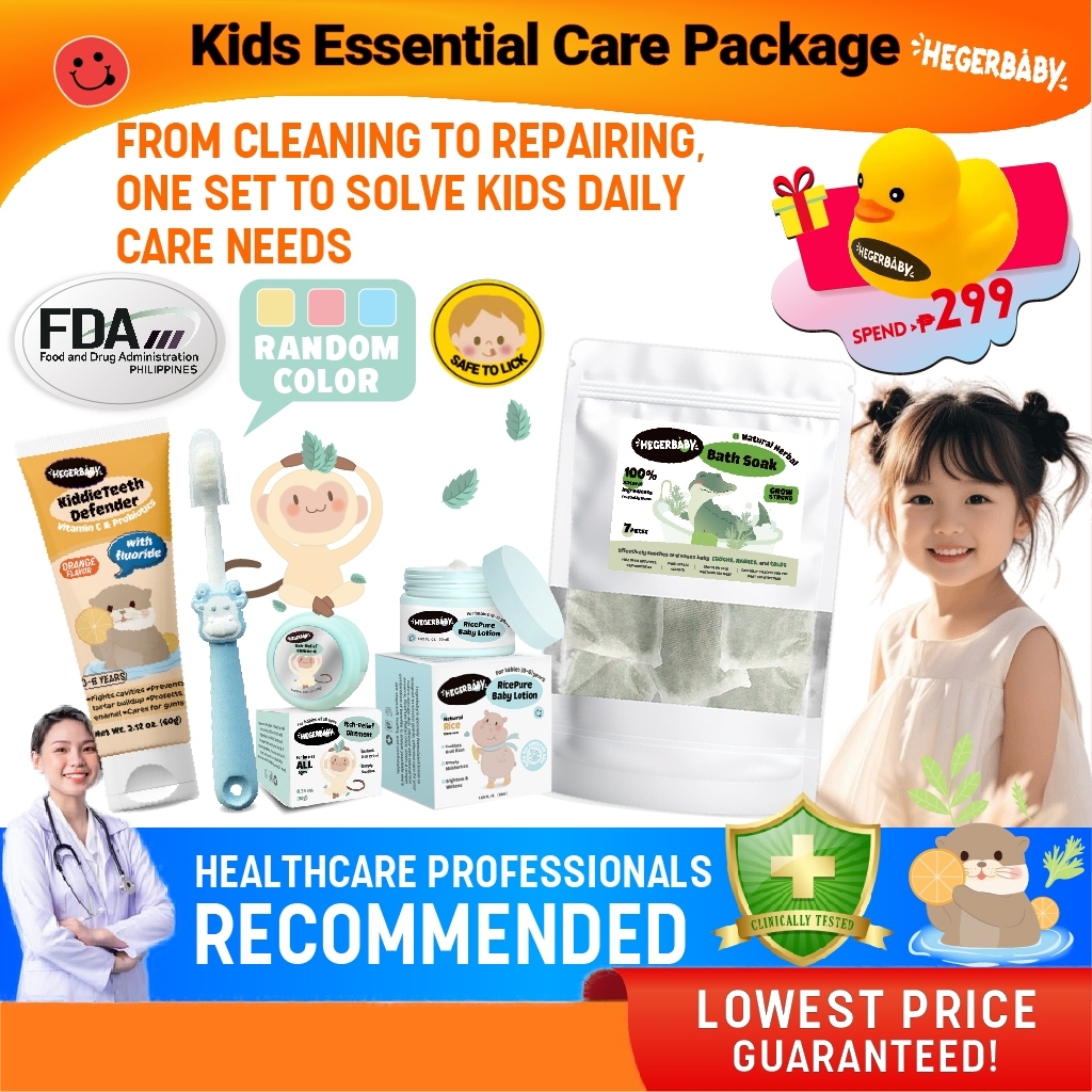 Hegerbaby Toothpaste + Bath Soak + Soothing Balm + Baby Lotion - Essential Care Package