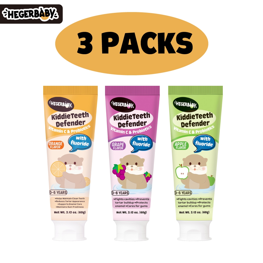 Hegerbaby Kiddieteeth Defender Toothpaste - Orange / Grape / Green Apple Flavor – 60g