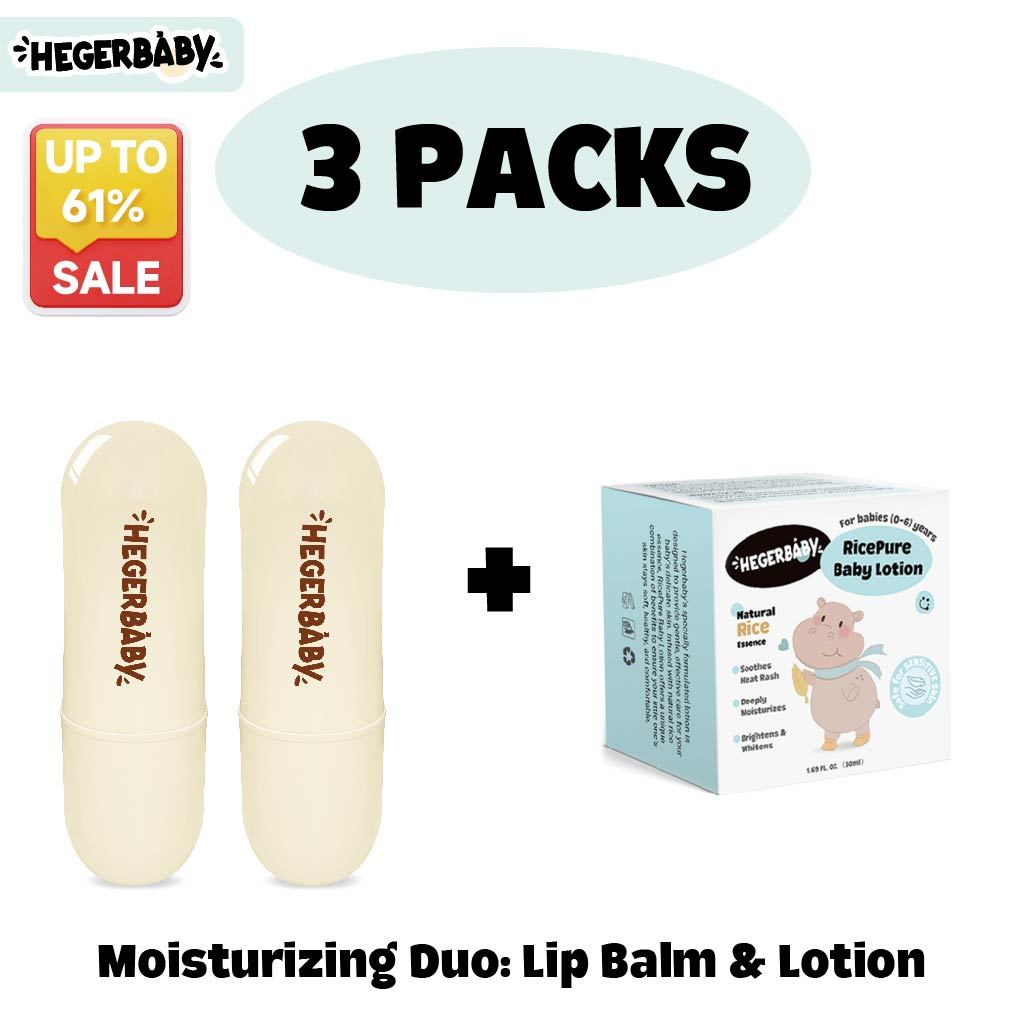 Hegerbaby Vaseline Lip Face Balm & Baby Lotion Set Moisturizing Soothing Gentle Skincare For Babies