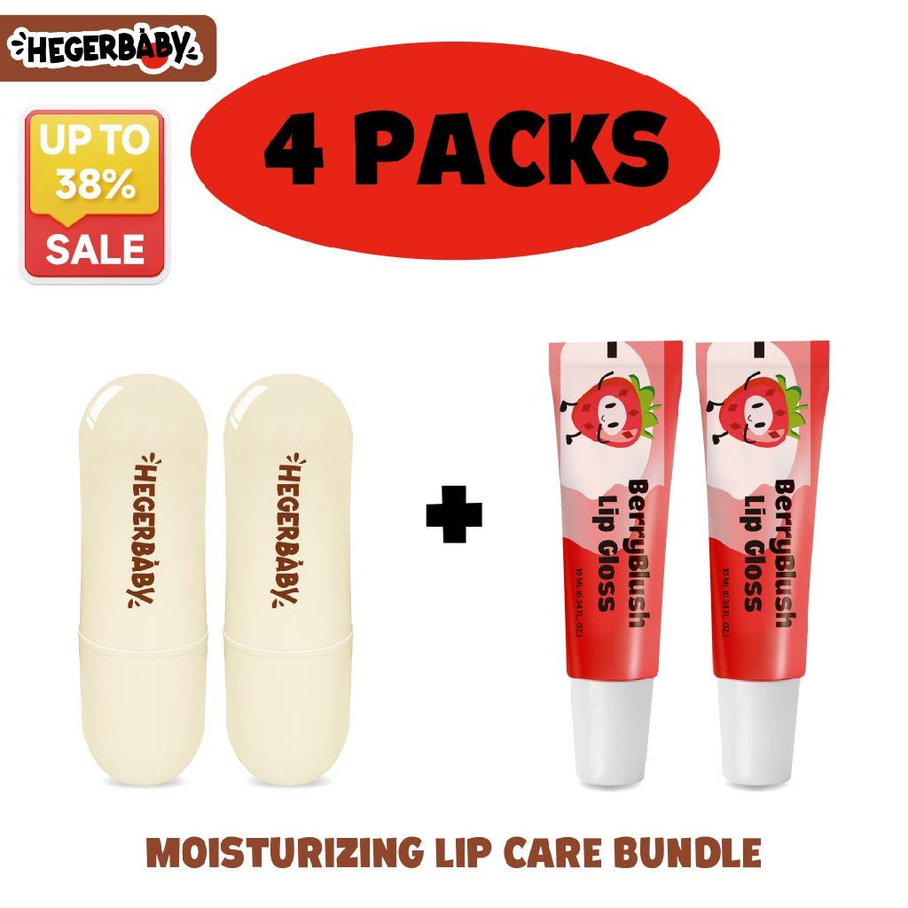 Hegerbaby Lip Face Balm & Lip Gloss Moisturizing Nourishing Non Sticky Gentle Safe for Kids