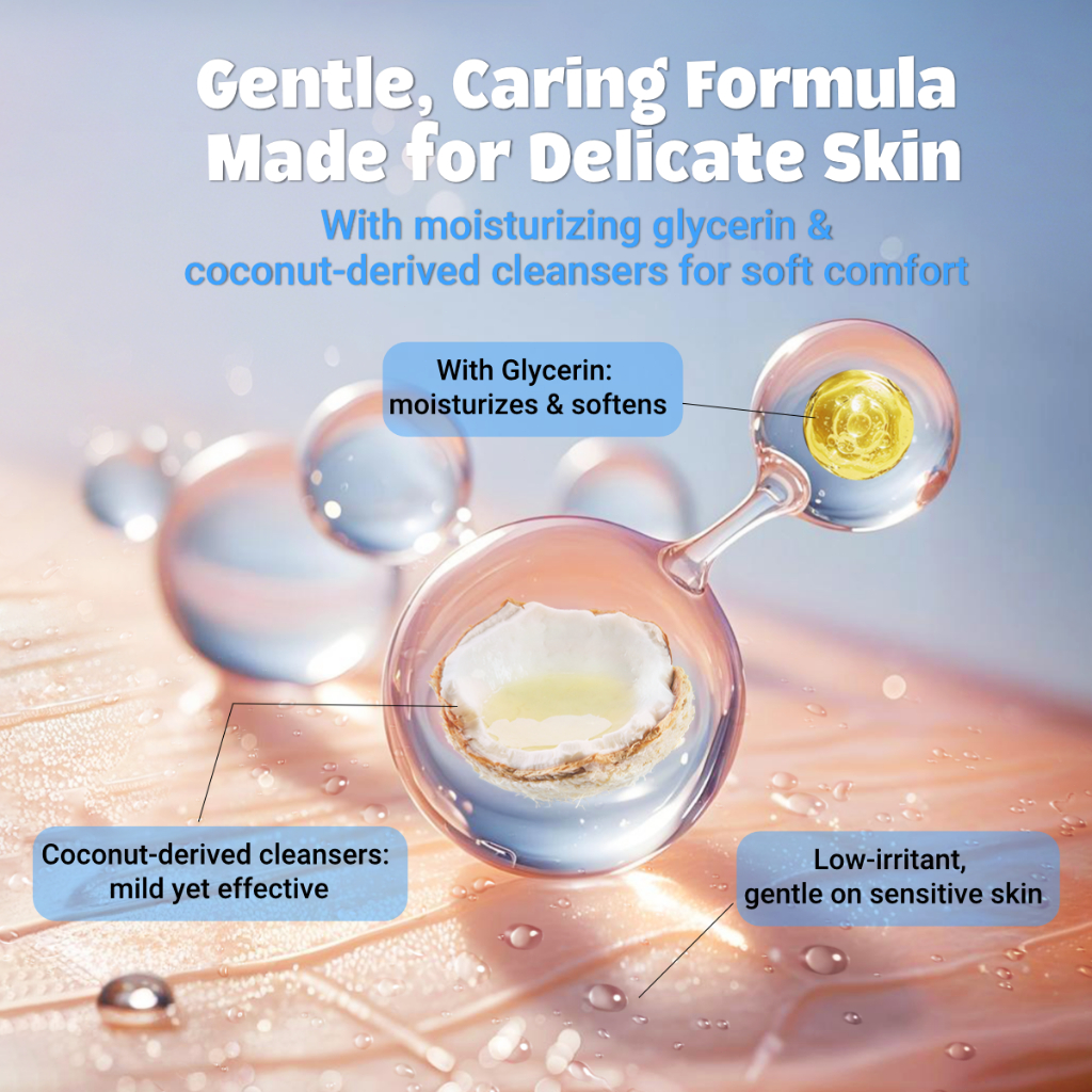 Hegerbaby Body Wash (Cherry & Melon) + Baby Lotion - Soothe Prickly Heat Gently Cleanses Cares Kids